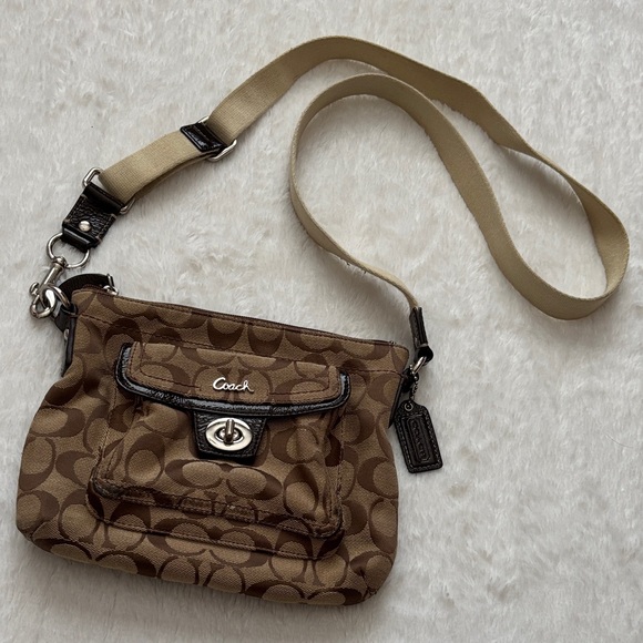 Coach Handbags - Coach Signature Tan Crossbody Bag